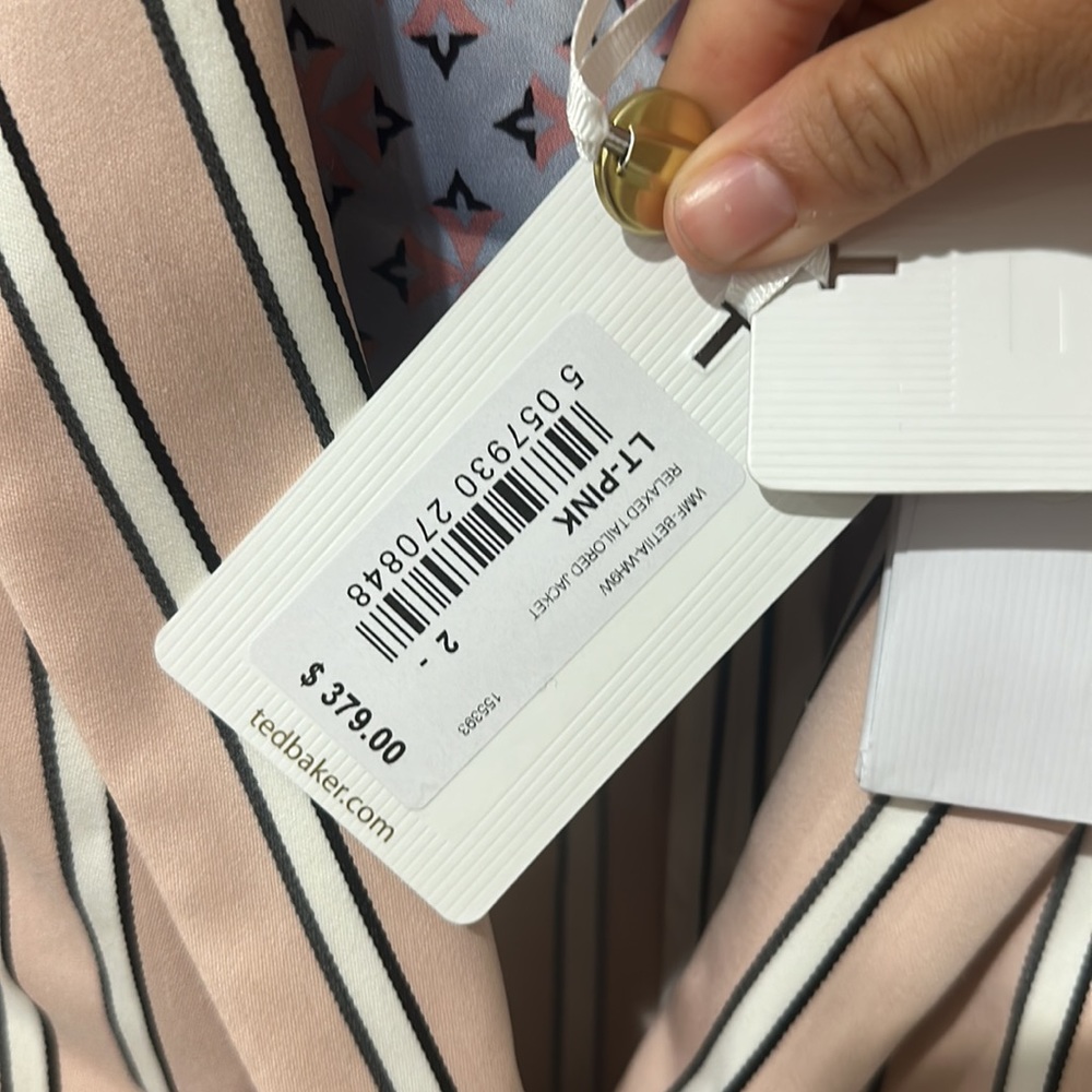New Ted Baker Women’s Betia Tailored Jacket Stripes Pink / White / Black 6 — image 7 of 7